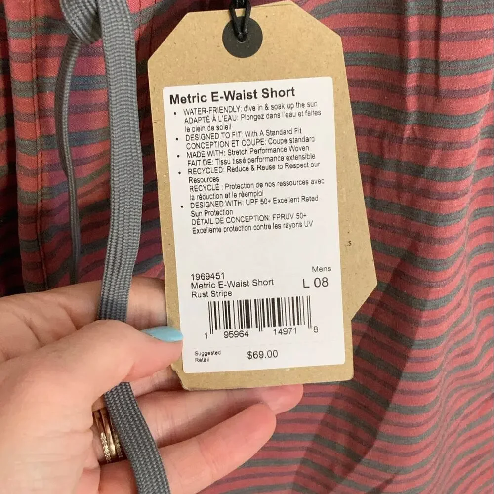 Prana Metic E-Waist shorts‎ NWT size Large 8